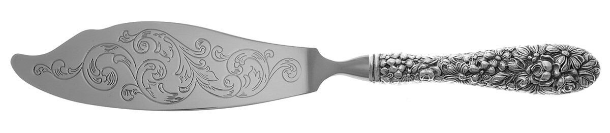 Stieff Rose (Sterling, 1892, No Monograms) Fish Serving Knife with Stainless Blade HC by Kirk Stieff-1