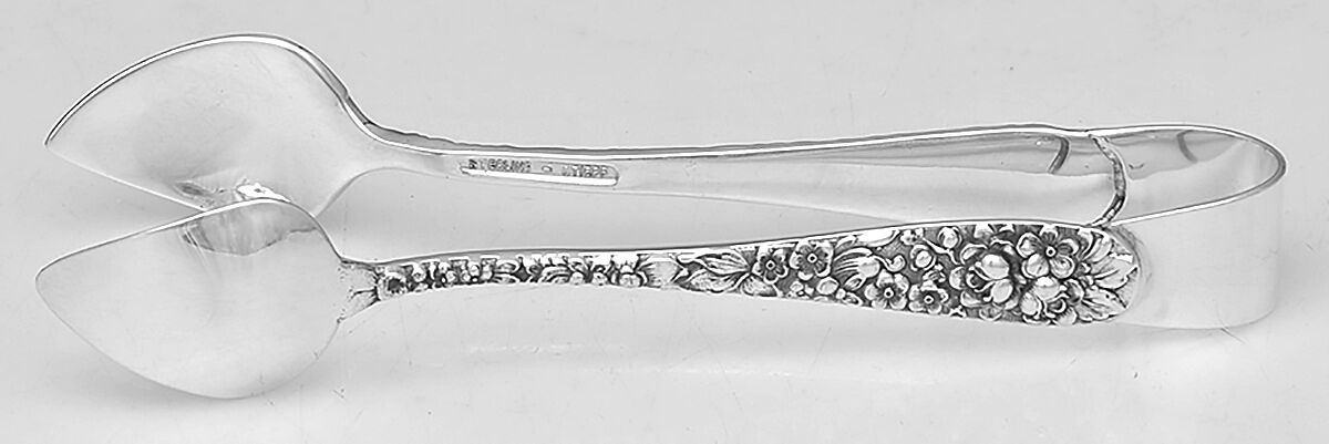 Stieff Rose (Sterling, 1892, No Monograms) Sugar Tongs Solid HC by Kirk Stieff-1