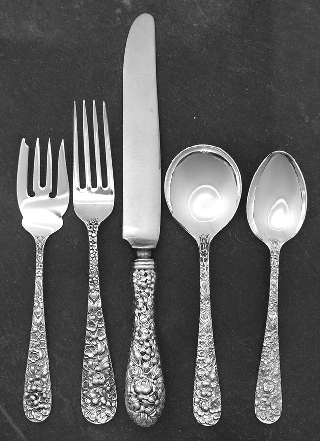 Stieff Rose (Sterling, 1892, No Monograms) 40  Piece Estate Set by Kirk Stieff-1