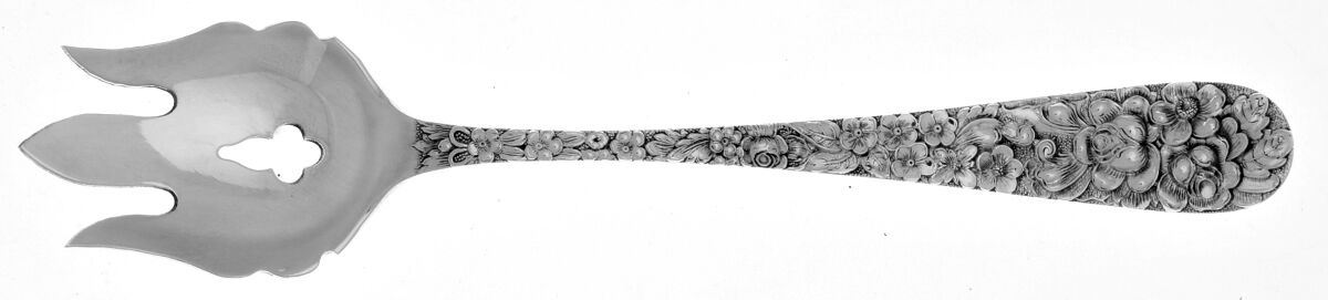 Stieff Rose (Sterling, 1892, No Monograms) Vegetable Serving Fork Solid  HC by Kirk Stieff-1