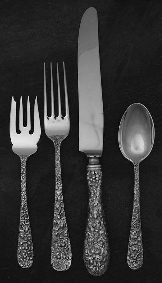 Stieff Rose (Sterling, 1892, No Monograms) 4 Piece Dinner Size Setting by Kirk Stieff-1