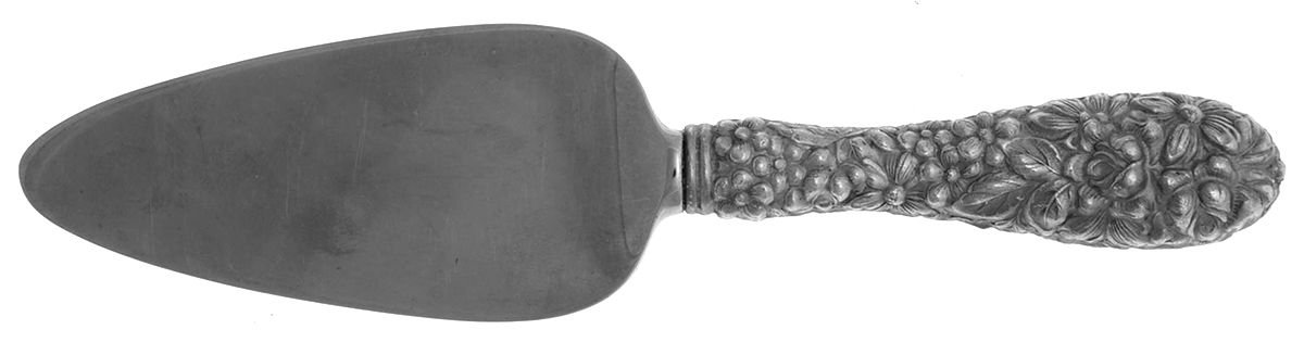 Stieff Rose (Sterling, 1892, No Monograms) Full Repousse' Cheese Server with Stainless Blade by Kirk Stieff-1
