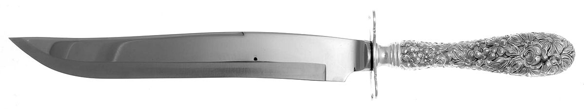 Stieff Rose (Sterling, 1892, No Monograms) Small Carving Knife W/Sterling Guard,Full Repousse by Kirk Stieff-1