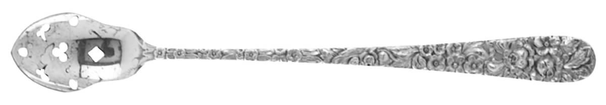 Stieff Rose (Sterling, 1892, No Monograms) Pierced Bowl Long Handle Olive Spoon by Kirk Stieff-1