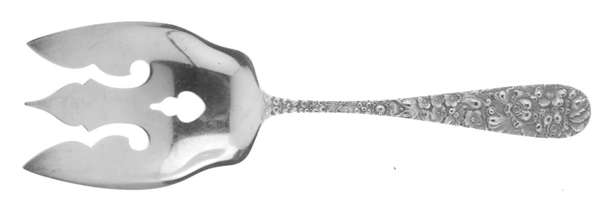 Stieff Rose (Sterling, 1892, No Monograms) Solid Salad Serving Fork by Kirk Stieff-1