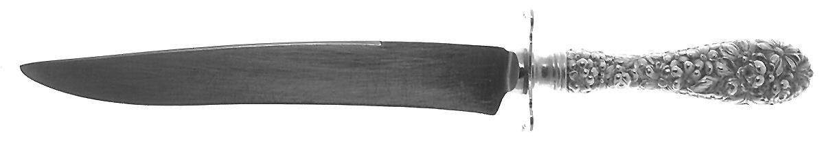 Stieff Rose (Sterling, 1892, No Monograms) Large Stainless Blade Roast Carving Knife by Kirk Stieff-1