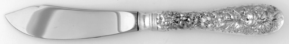 Stieff Rose (Sterling, 1892, No Monograms) Hollow Handle Master Butter Knife,Full Repousse by Kirk Stieff-1