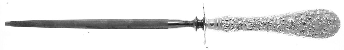 Stieff Rose (Sterling, 1892, No Monograms) Large Steel Knife Sharpener,StrlGuard,Full Repouss by Kirk Stieff-1