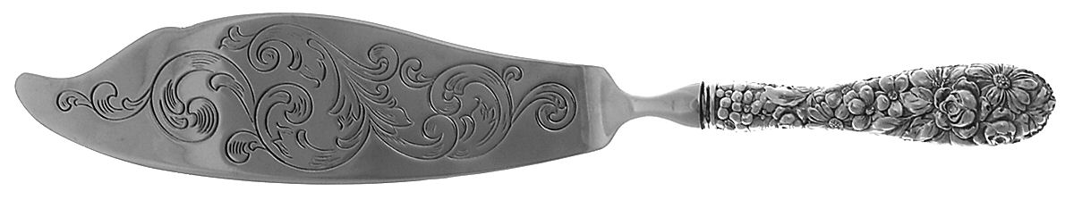Stieff Rose (Sterling, 1892, No Monograms) Engraved Fish Serving Knife-Stainless Blade by Kirk Stieff-1