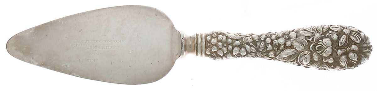 Stieff Rose (Sterling, 1892, No Monograms) Cheese Server w/Slvp Blade,Full Repousse by Kirk Stieff-1