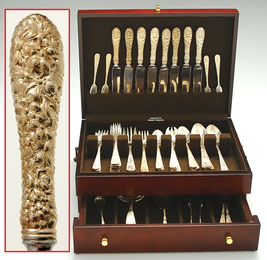 Stieff Rose (Sterling, 1892, No Monograms) 72 Piece Set by Kirk Stieff-1