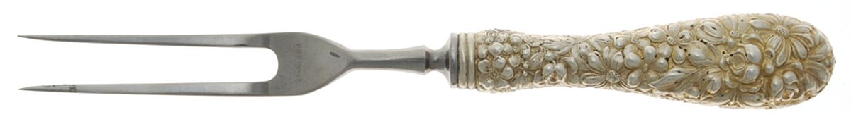 Stieff Rose (Sterling, 1892, No Monograms) Individual 2-Prong Stainless Bird Fork by Kirk Stieff-1