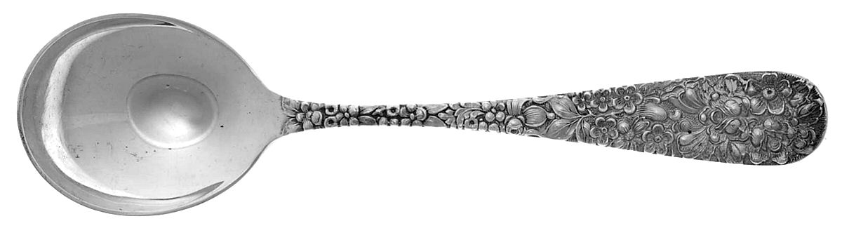 Stieff Rose (Sterling, 1892, No Monograms) Round Bowl Soup Spoon (Gumbo) by Kirk Stieff-1