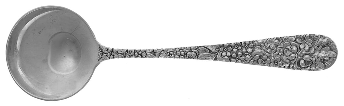 Stieff Rose (Sterling, 1892, No Monograms) Round Bowl Soup Spoon (Bouillon) by Kirk Stieff-1