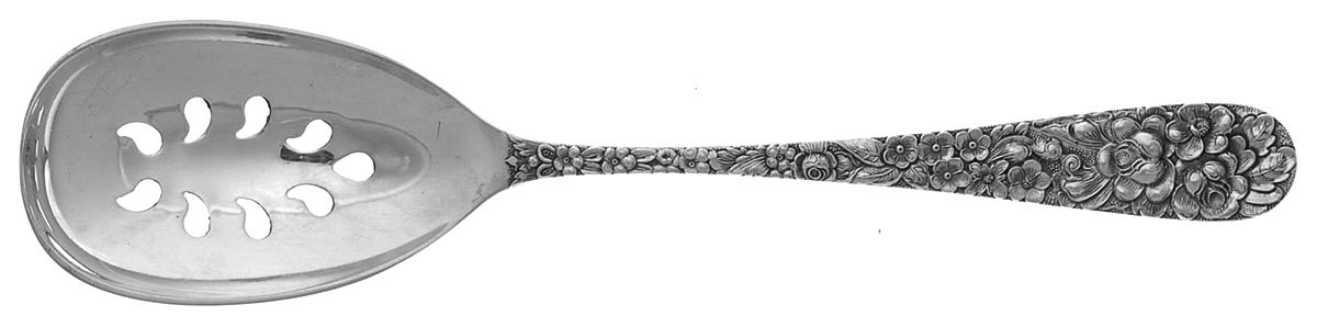 Stieff Rose (Sterling, 1892, No Monograms) Pierced Solid Serving Spoon by Kirk Stieff-1