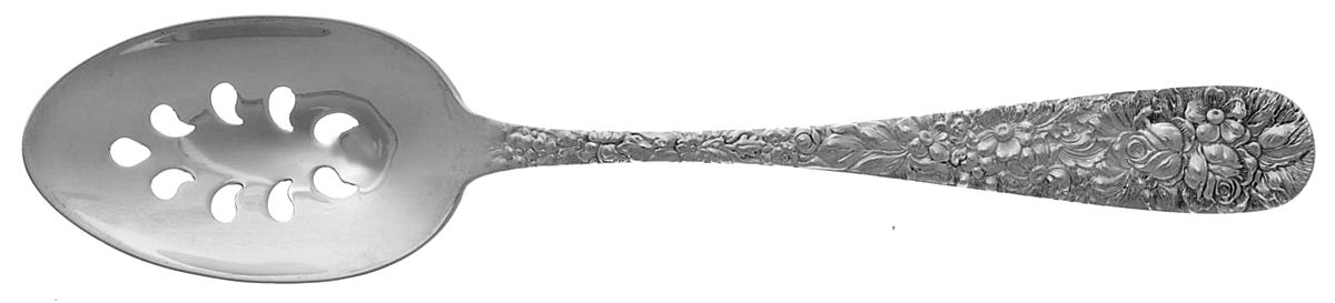 Stieff Rose (Sterling, 1892, No Monograms) Pierced Tablespoon (Serving Spoon) CM by Kirk Stieff-1