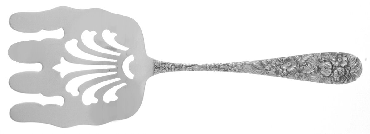 Stieff Rose (Sterling, 1892, No Monograms) Large Solid Asparagus Serving Fork by Kirk Stieff-1