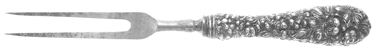 Stieff Rose (Sterling, 1892, No Monograms) Game Carving Fork,Stnls Blade,Full Repousse by Kirk Stieff-1
