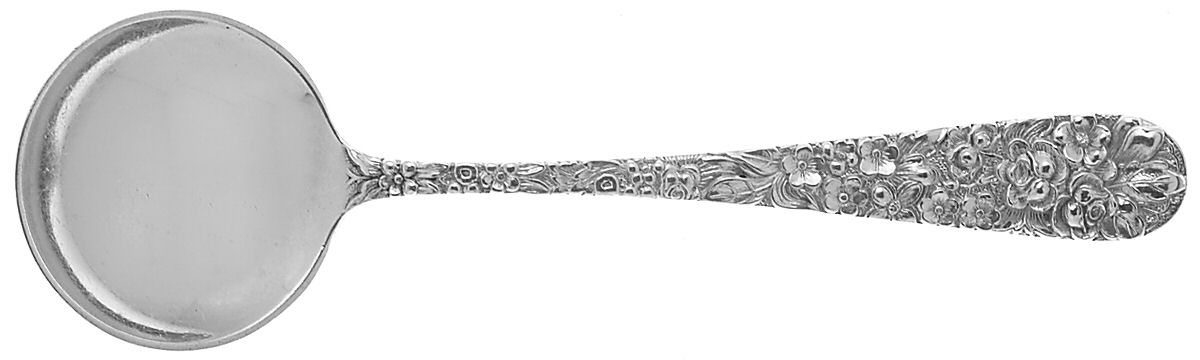 Stieff Rose (Sterling, 1892, No Monograms) Large Round Bowl Soup Spoon (Bouillon) by Kirk Stieff-1