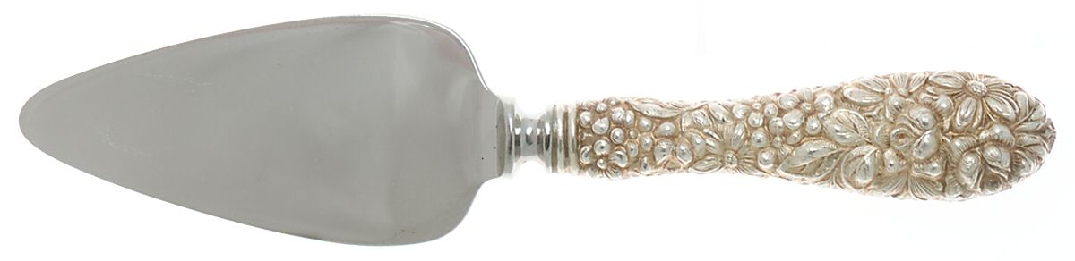 Stieff Rose (Sterling, 1892, No Monograms) Full Repousse' Cheese Server with Stainless Blade by Kirk Stieff-1