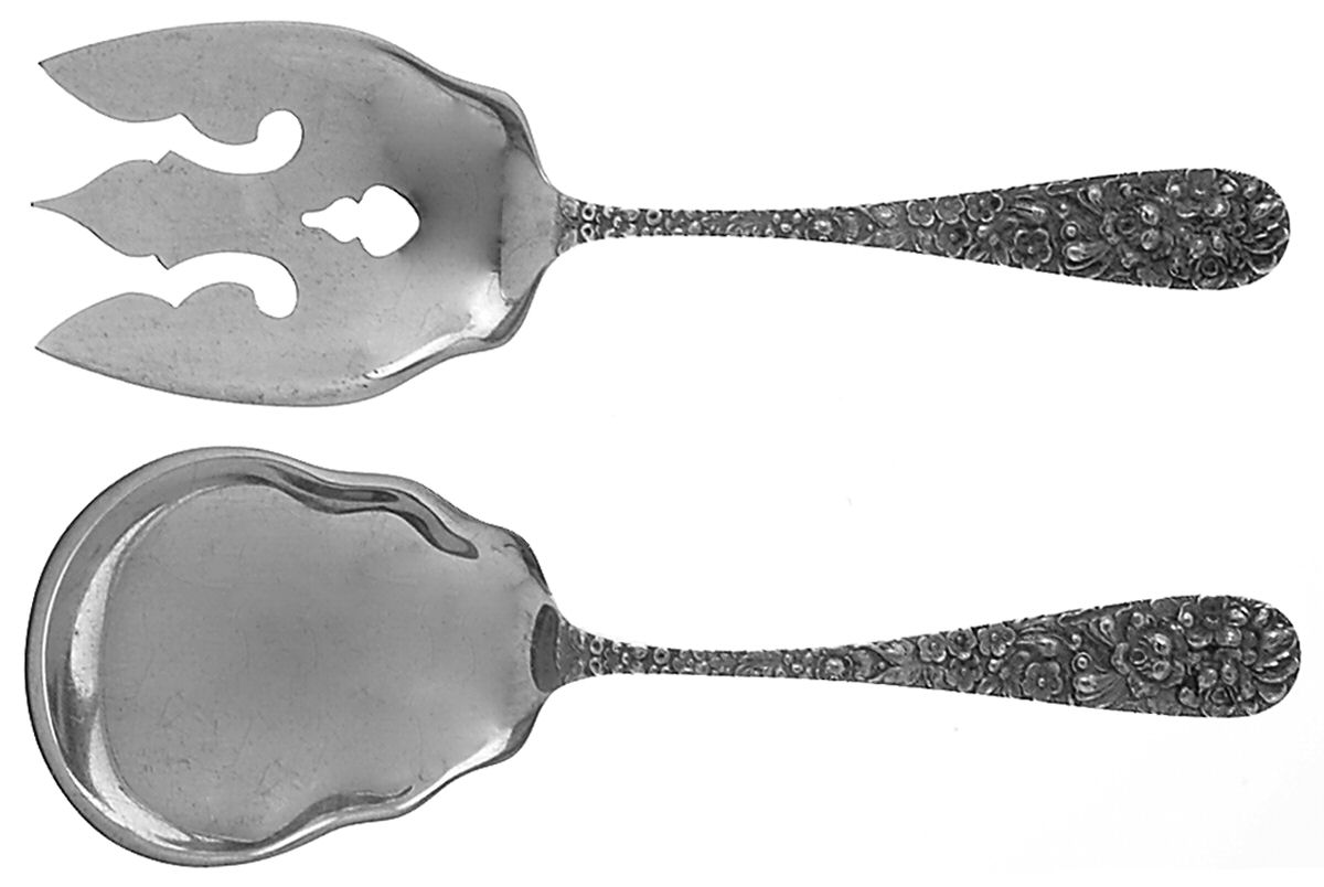 Stieff Rose (Sterling, 1892, No Monograms) (2 Pc) Solid Salad Set by Kirk Stieff-1