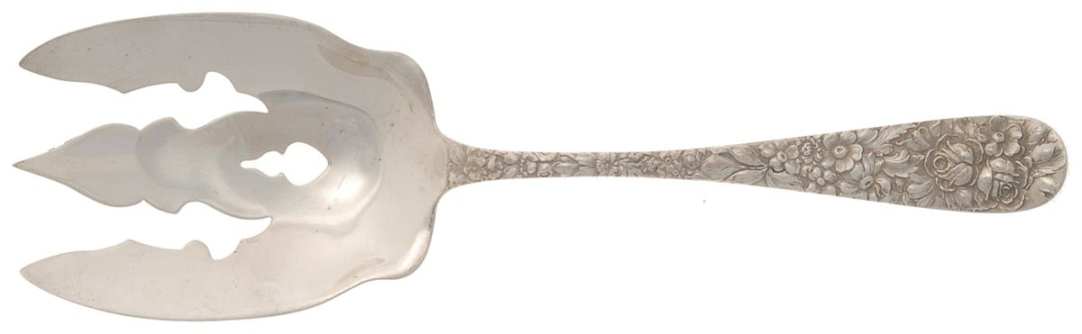 Stieff Rose (Sterling, 1892, No Monograms) Oversize Solid Salad Servng Fork by Kirk Stieff-1