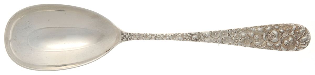 Stieff Rose (Sterling, 1892, No Monograms) Small Solid Serving Spoon by Kirk Stieff-1