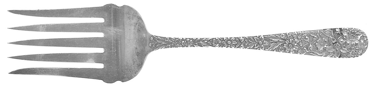Stieff Rose (Sterling, 1892, No Monograms) Vegetable Serving Fork (Solid) by Kirk Stieff-1