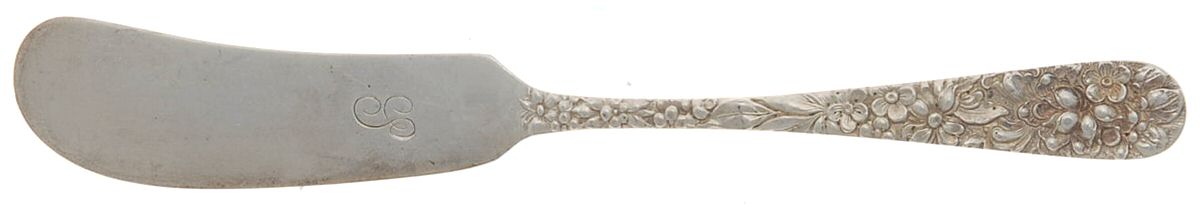 Stieff Rose (Sterling, 1892, No Monograms) Flat Handle Butter Spreader by Kirk Stieff-1