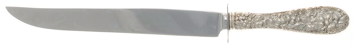 Stieff Rose (Sterling, 1892, No Monograms) Small Full Repousse Steak Carving Knife,Stnl Blade by Kirk Stieff-1