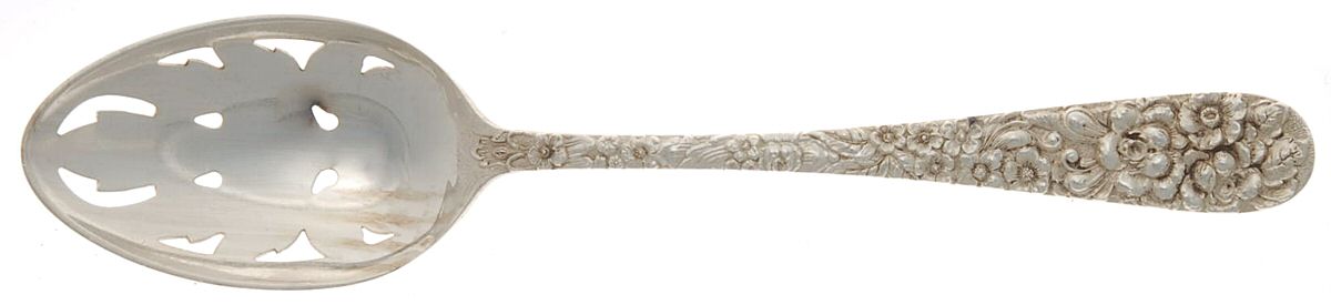 Stieff Rose (Sterling, 1892, No Monograms) Pierced Tablespoon (Serving Spoon) by Kirk Stieff-1