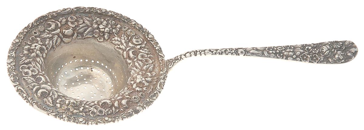 Stieff Rose (Sterling, 1892, No Monograms) Solid Individual Overcup Tea Strainer by Kirk Stieff-1