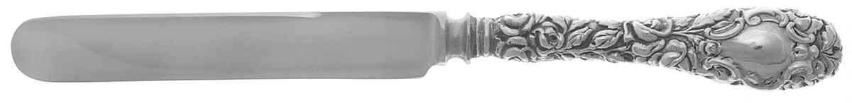 Stieff Rose (Sterling, 1892, No Monograms) Full Repousse Tea Knife w Stainless Blade by Kirk Stieff-1