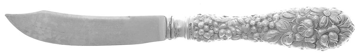 Stieff Rose (Sterling, 1892, No Monograms) Fruit Knife Hollow Handle Silverplate BladeBolster by Kirk Stieff-1
