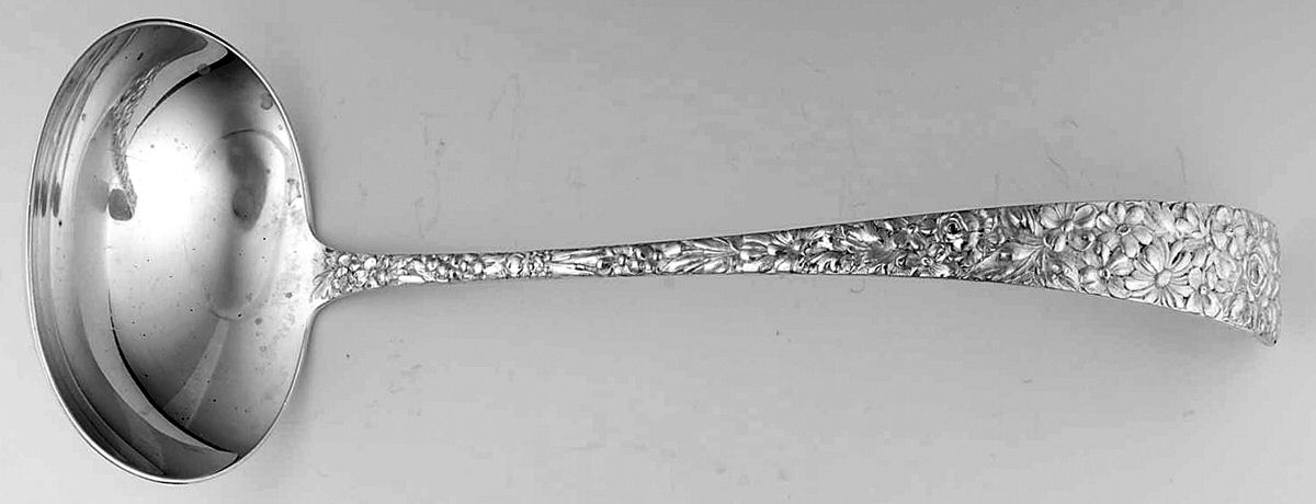 Stieff Rose (Sterling, 1892, No Monograms) Large Solid Soup Ladle by Kirk Stieff-1