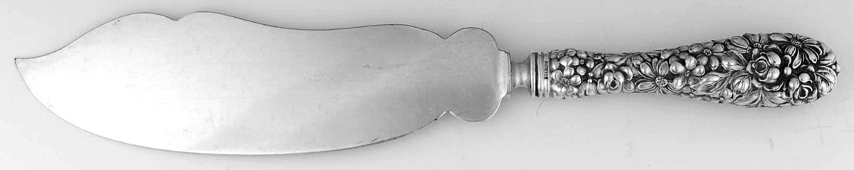 Stieff Rose (Sterling, 1892, No Monograms) Full Repousse Ice Cream Serving Knife,Slvp Blade by Kirk Stieff-1