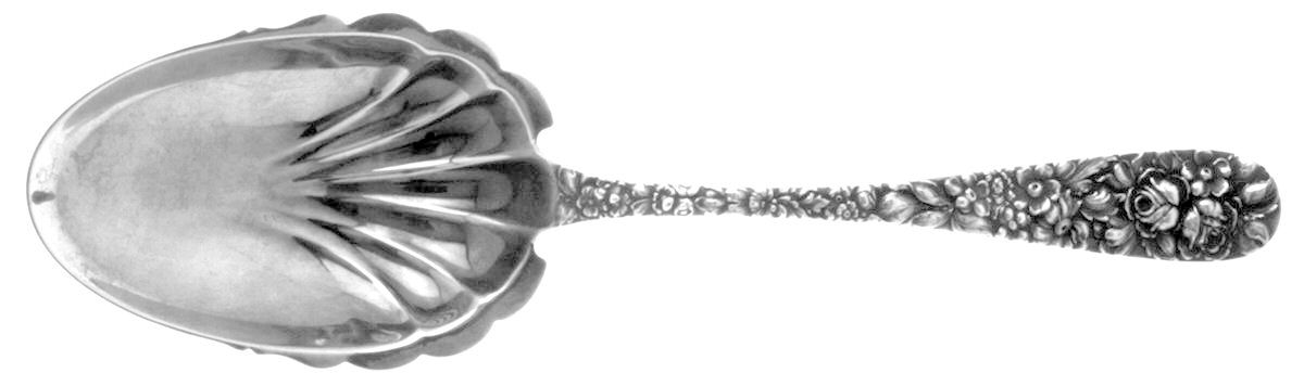 Stieff Rose (Sterling, 1892, No Monograms) Vegetable Serving Spoon (Solid) by Kirk Stieff-1
