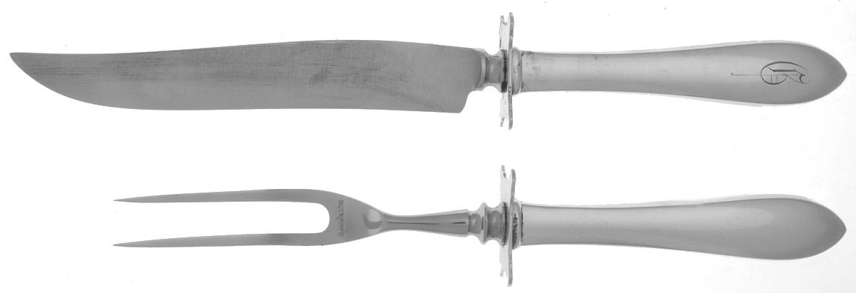 Wadefield (Sterling, 1850) 2 Piece Small Carving Set W/ Sterling Guard by Kirk Stieff-1