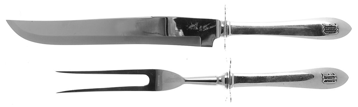 Wadefield (Sterling, 1850) Large 2-Piece Roast Carving Set w/ Stainless Blade by Kirk Stieff-1
