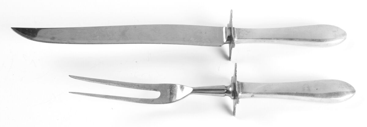 Wadefield (Sterling, 1850) Large 2-Piece Roast Carving Set w/Stainless Blade by Kirk Stieff-1
