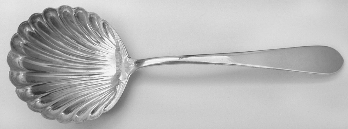 Wadefield (Sterling, 1850) Large Solid Shell Berry/Casserole Spoon by Kirk Stieff-1