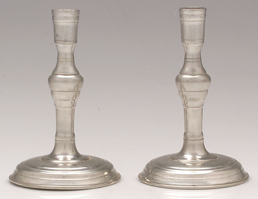 Williamsburg (Pewter, Hollowware) Pair of 6" Candlesticks by Kirk Stieff-1