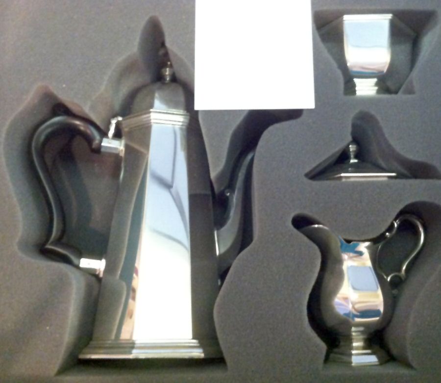 Williamsburg (Pewter, Hollowware) 3 Piece Coffee Set by Kirk Stieff-1