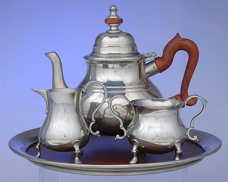 Williamsburg (Pewter, Hollowware) (4 Pc) Coffee Set (CPBRH, CR, SUO, RTLC) by Kirk Stieff-1