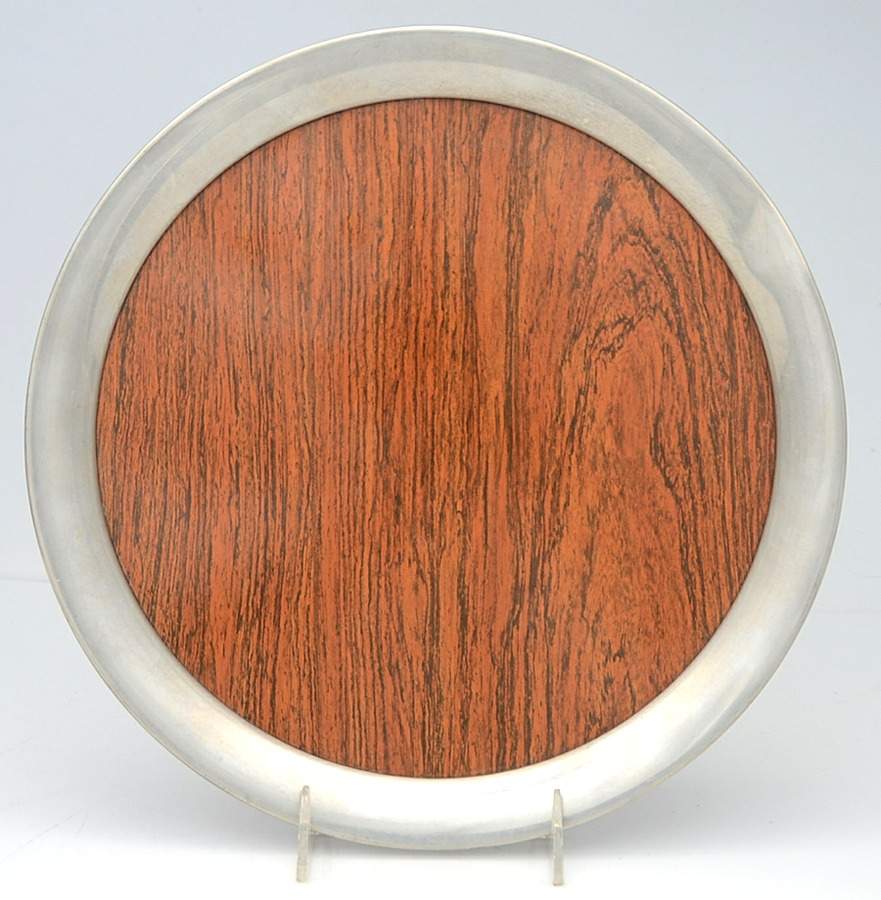 Williamsburg (Pewter, Hollowware) Round Tray with Lucite Center by Kirk Stieff-1