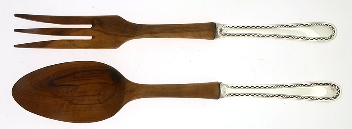 Winslow (Sterling, 1850) Wooden Bowl 2-Piece Salad Set by Kirk Stieff-1