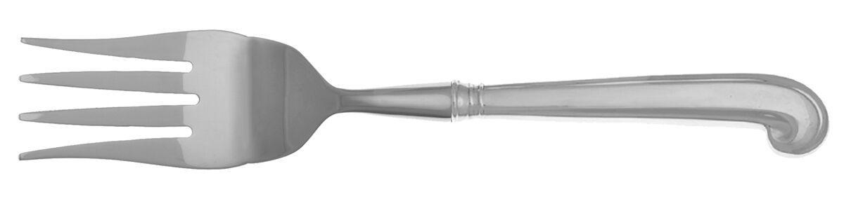 Williamsburg Queen Anne (Sterling, 1940) Cold Meat Fork Large, Stainless Tines HC by Kirk Stieff-1