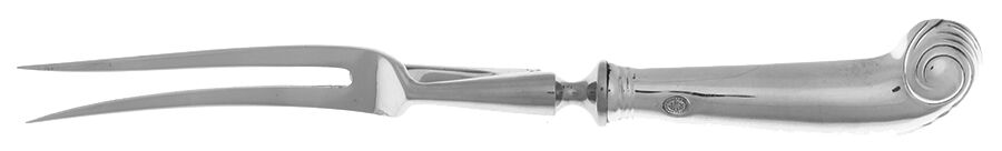 Williamsburg Queen Anne (Sterling, 1940) Small Steak Carving Fork with Stainless Prongs by Kirk Stieff-1