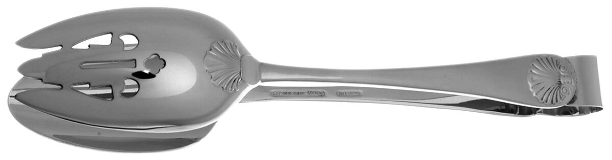 Williamsburg Royal Shell (Stainless) Salad Tongs Solid HC by Kirk Stieff-1