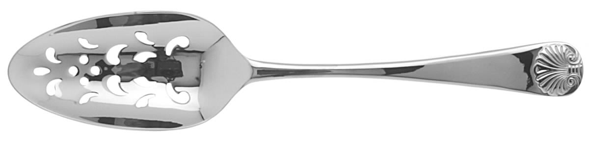 Williamsburg Royal Shell (Stainless) Pierced Tablespoon (Serving Spoon) by Kirk Stieff-1